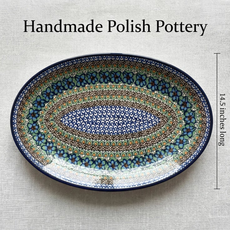 Detail image of Ceramika Artystyczna Mardi Gras Large Serving Piece — Polish Pottery
