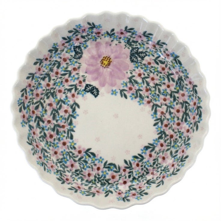 Detail image of Vena Lilac Garden Pie Plate — Polish Pottery