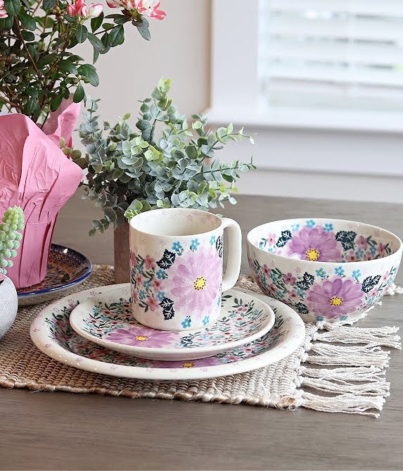 Detail image of Vena Lilac Garden Dining Plates & Bowls — Polish Pottery