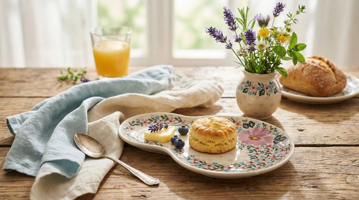 Detail image of Vena Lilac Garden Dining Plates & Bowls — Polish Pottery