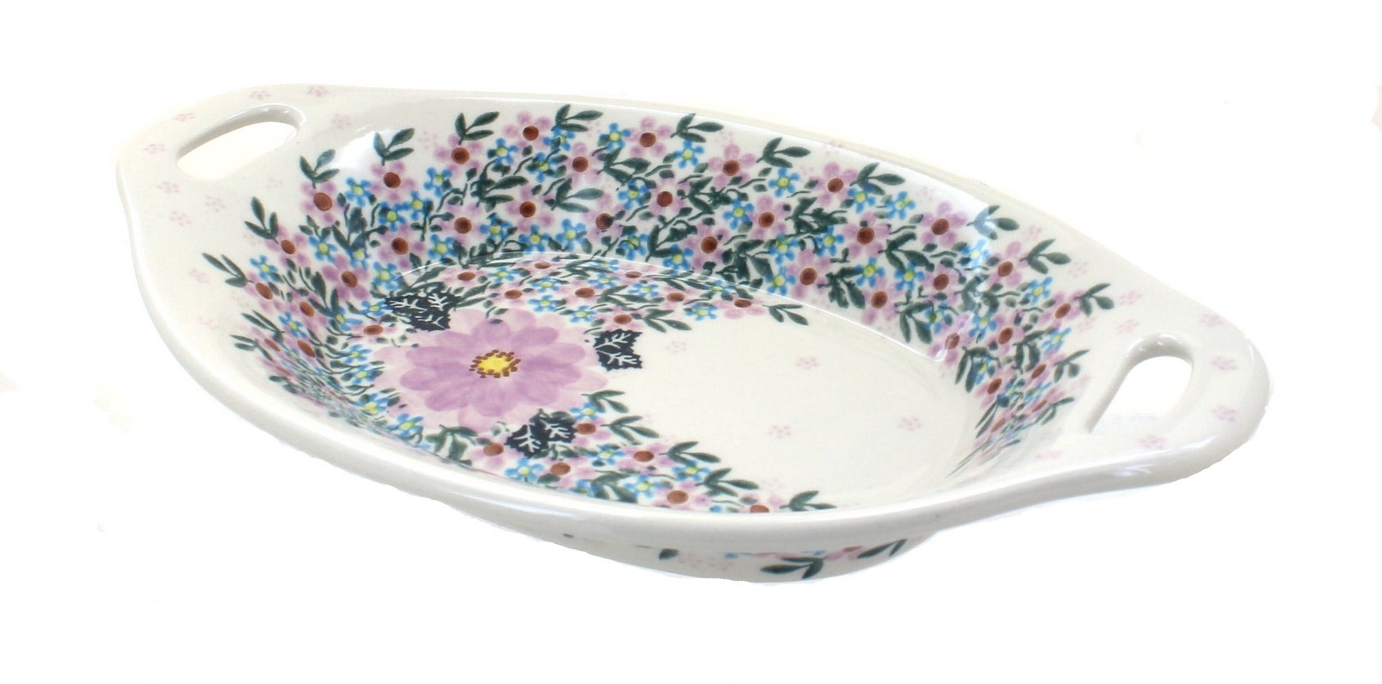 Vena Lilac Garden Medium Serving Piece — Polish Pottery
