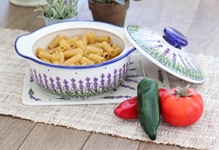 Detail image of WR Unikat Lavender Fields Medium Bakeware — Polish Pottery