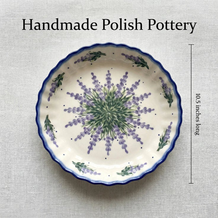 Detail image of WR Unikat Lavender Fields Pie Plate — Polish Pottery