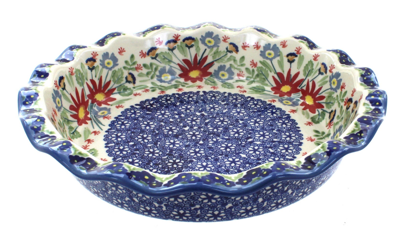 Manufaktura Jungle Bouquet Pie Plate — Polish Pottery