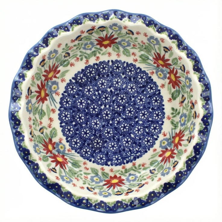 Detail image of Manufaktura Jungle Bouquet Pie Plate — Polish Pottery