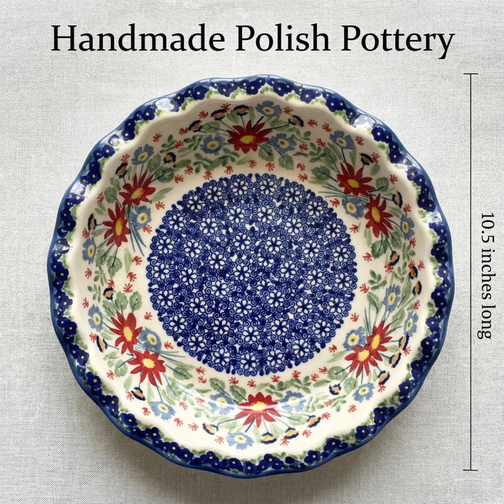 Manufaktura Jungle Bouquet Pie Plate — Polish Pottery