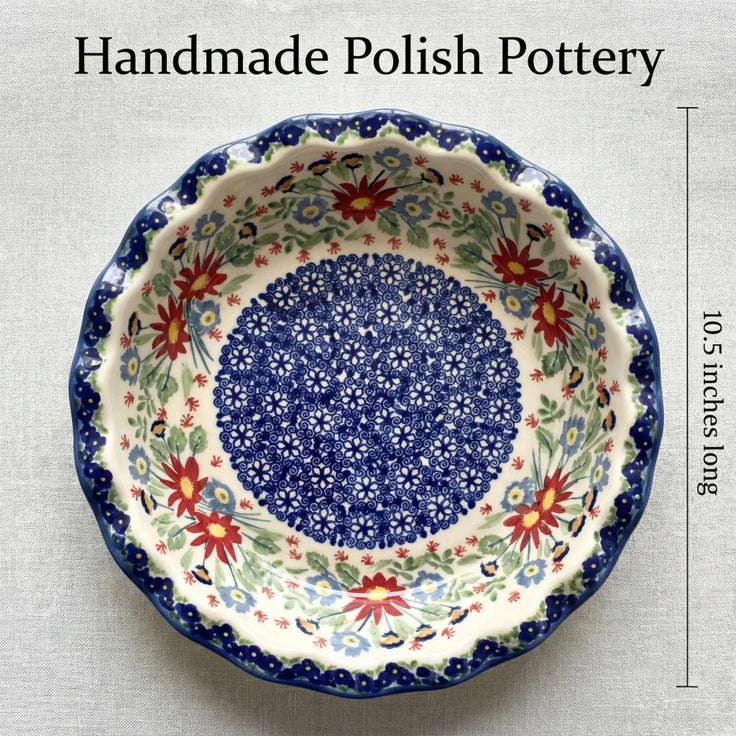Detail image of Manufaktura Jungle Bouquet Pie Plate — Polish Pottery