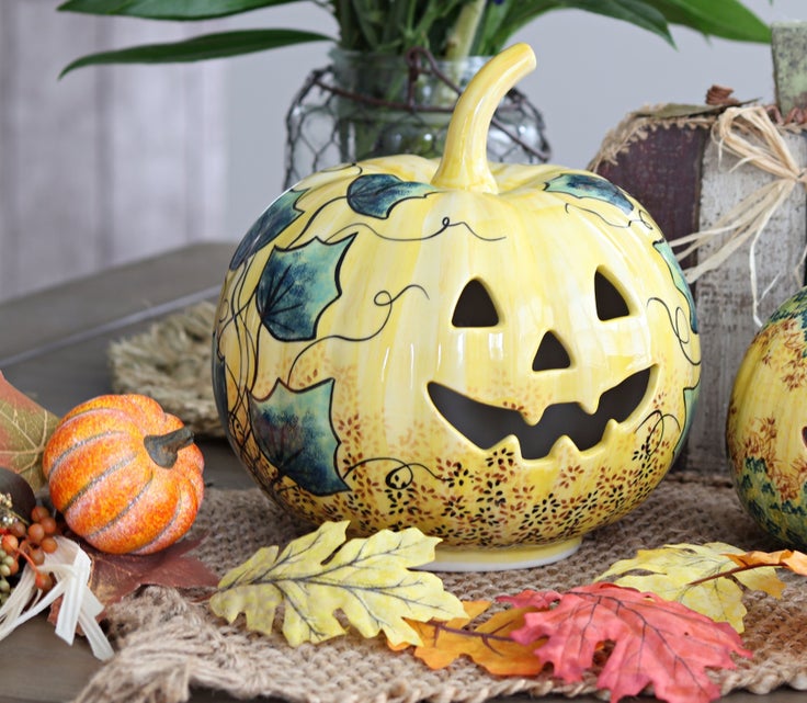 Detail image of Manufaktura Pumpkins Luminary — Polish Pottery
