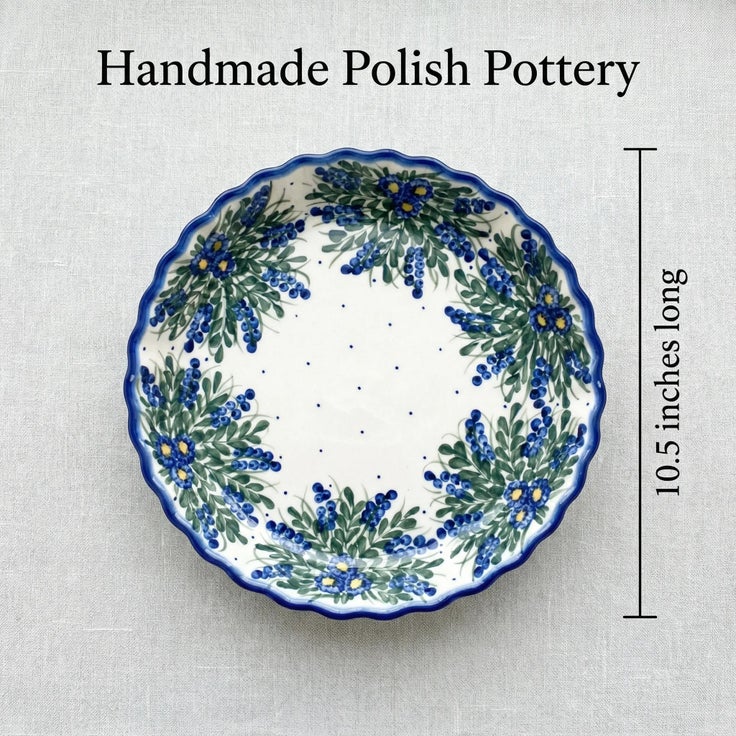Detail image of WR Unikat Hyacinth Pie Plate — Polish Pottery