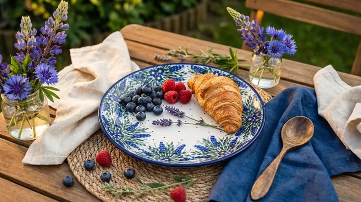 Detail image of WR Unikat Hyacinth Dining Plates & Bowls — Polish Pottery
