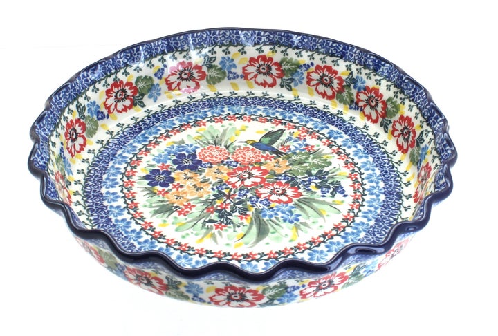 Ceramika Artystyczna Hummingbird Pie Plate — Polish Pottery