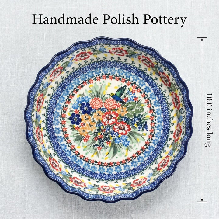 Ceramika Artystyczna Hummingbird Pie Plate — Polish Pottery