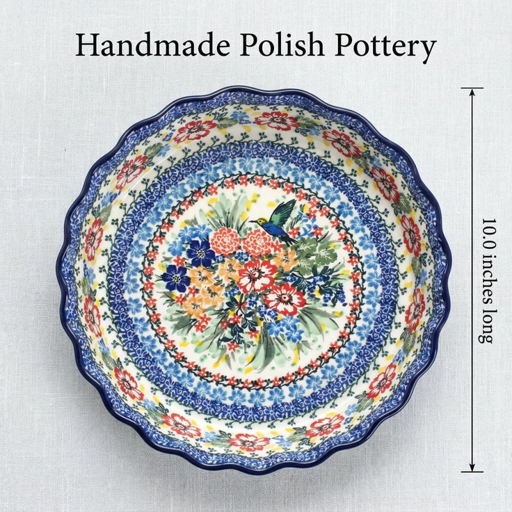 Detail image of Ceramika Artystyczna Hummingbird Pie Plate — Polish Pottery