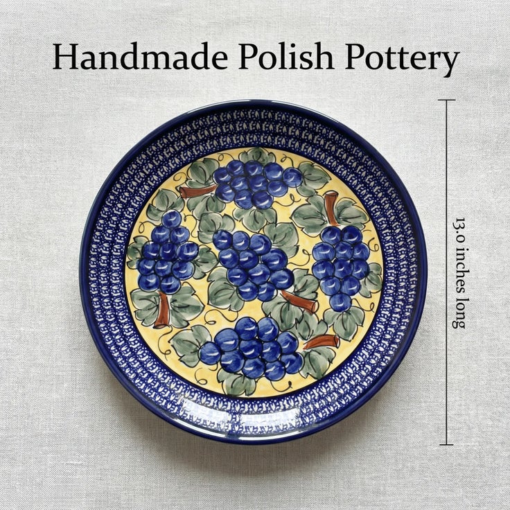 Detail image of Zaklady Grapes Large Serving Piece — Polish Pottery