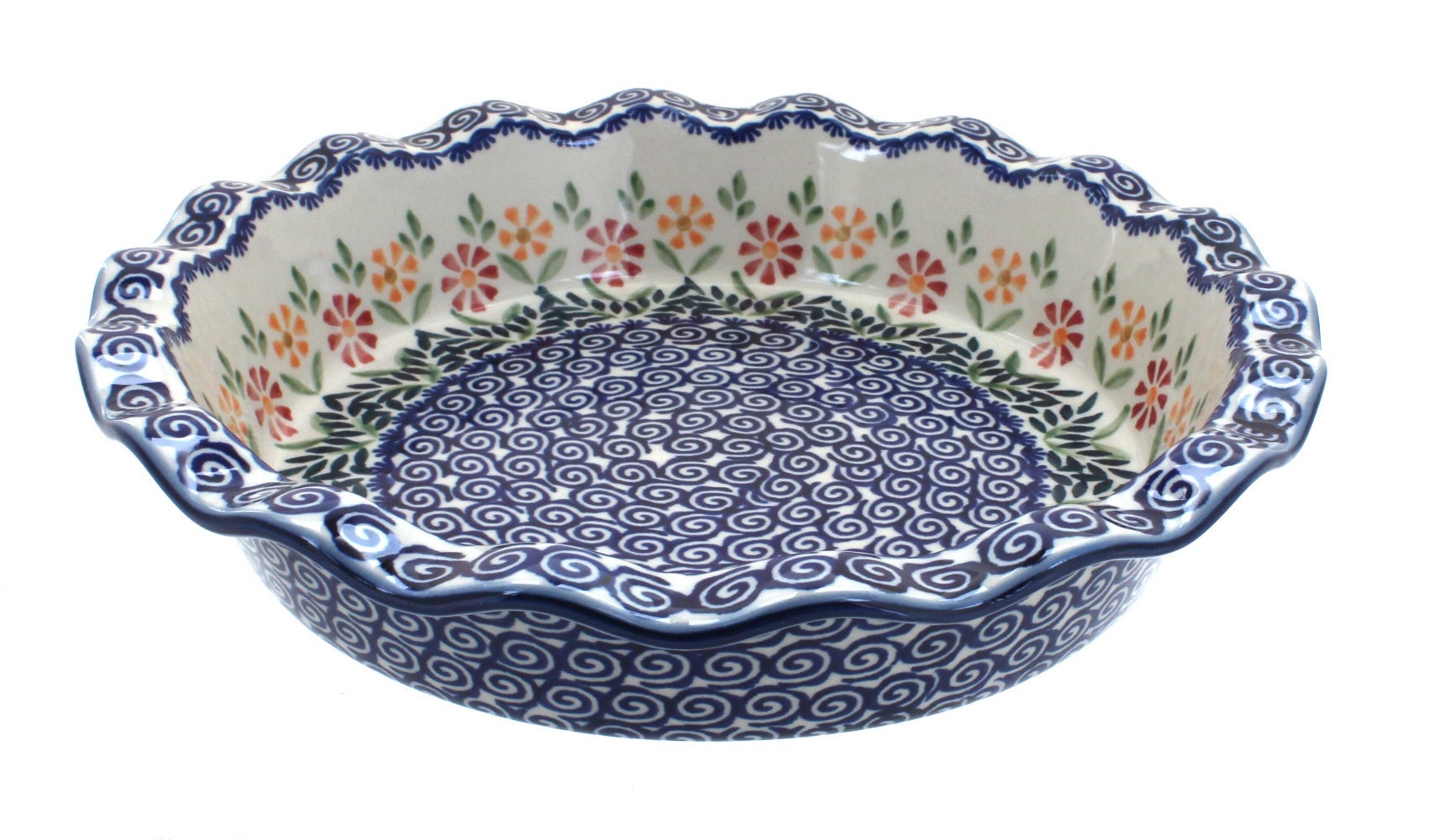 Manufaktura Garden Bouquet Pie Plate — Polish Pottery