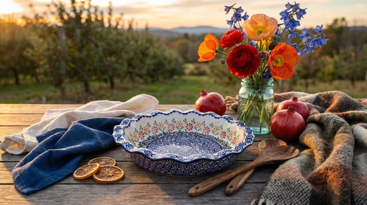 Manufaktura Garden Bouquet Pie Plate — Polish Pottery