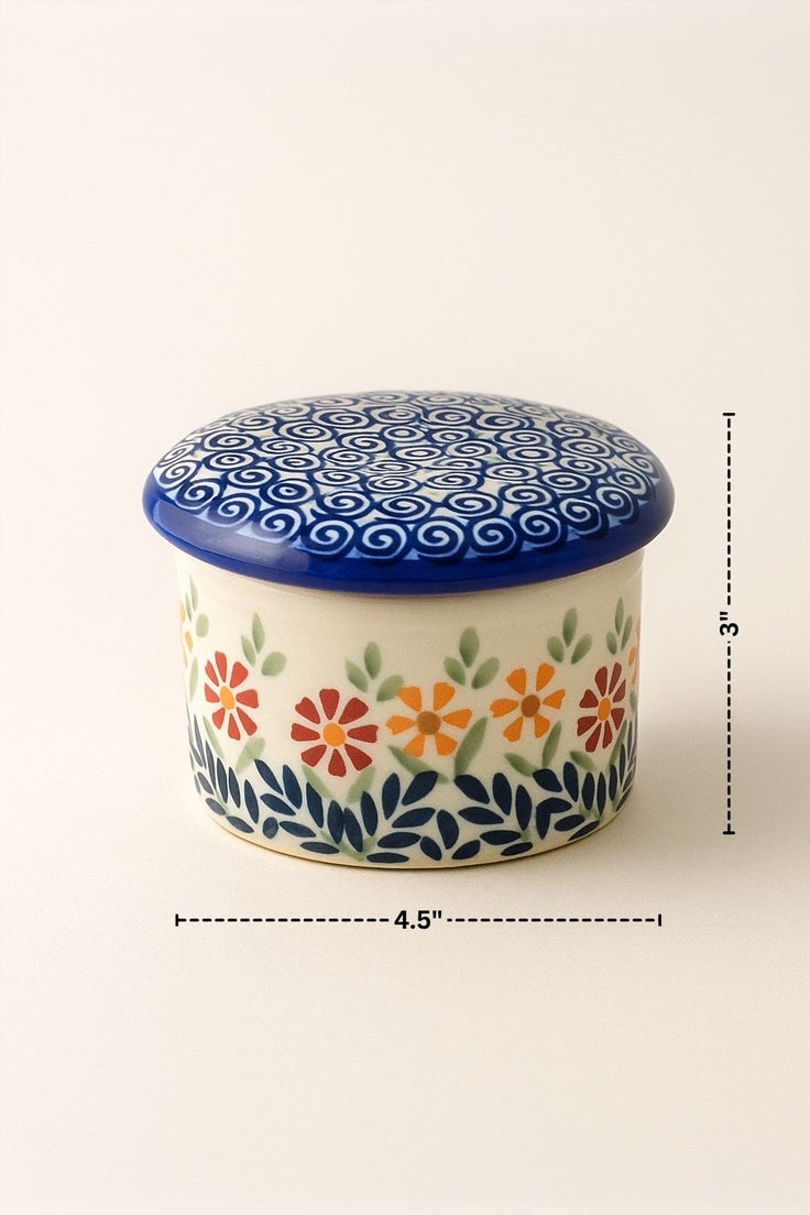Detail image of Manufaktura Garden Bouquet Butter Dish — Polish Pottery