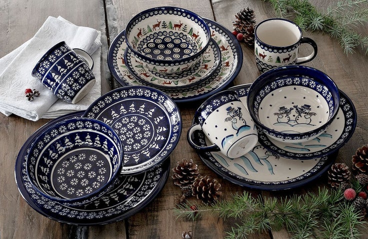 Detail image of Zaklady Frosty Friend Dining Plates & Bowls — Polish Pottery