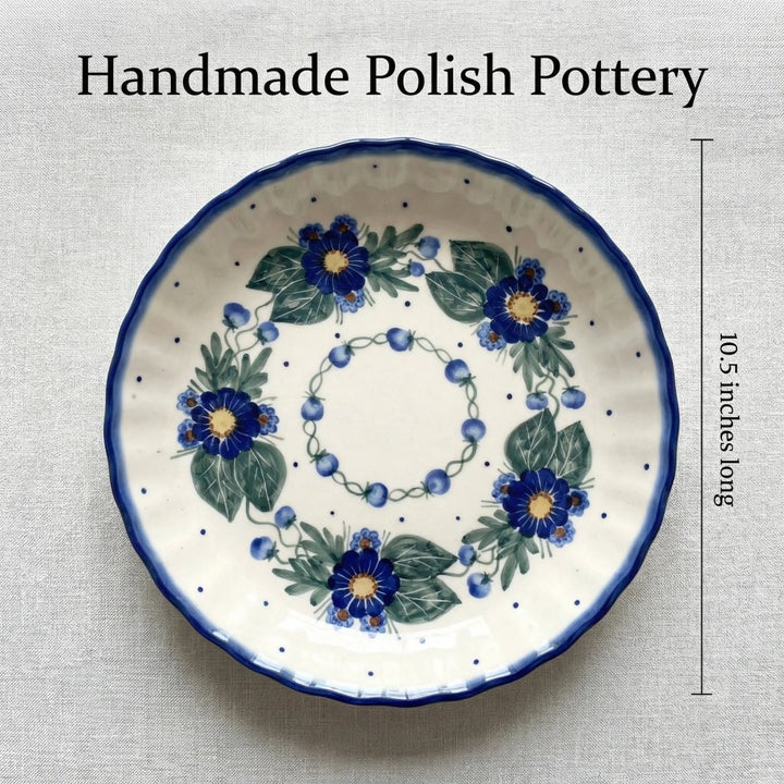 WR Unikat Forget Me Not Pie Plate — Polish Pottery
