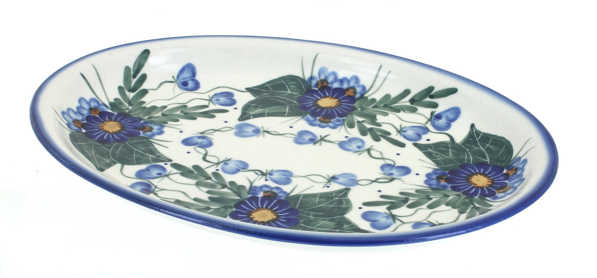 WR Unikat Forget Me Not Small Serving Piece — Polish Pottery