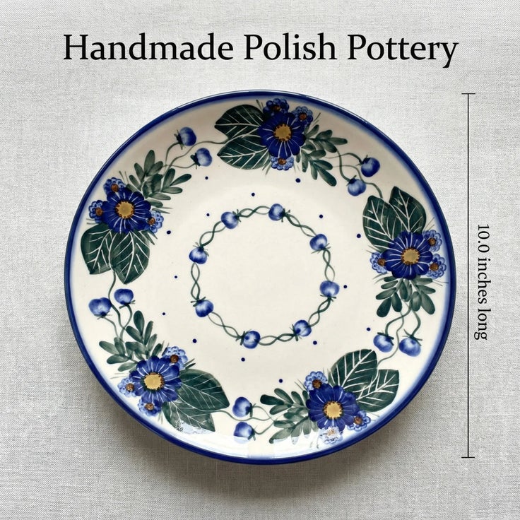 Detail image of WR Unikat Forget Me Not Dining Plates & Bowls — Polish Pottery