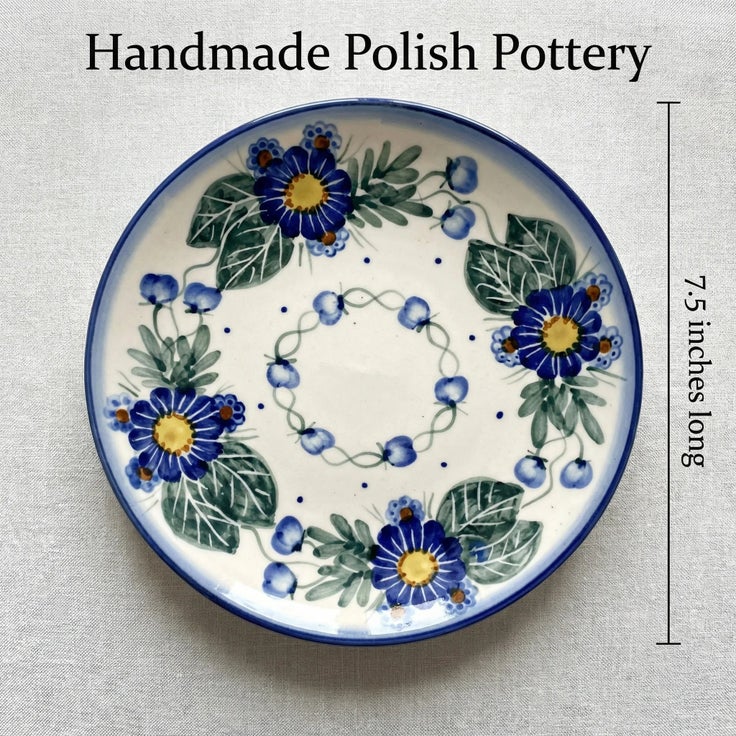 Detail image of WR Unikat Forget Me Not Dining Plates & Bowls — Polish Pottery