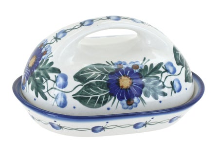 WR Unikat Forget Me Not Butter Dish — Polish Pottery