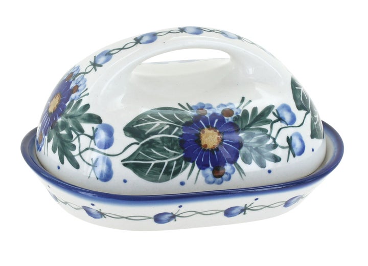 WR Unikat Forget Me Not Butter Dish — Polish Pottery