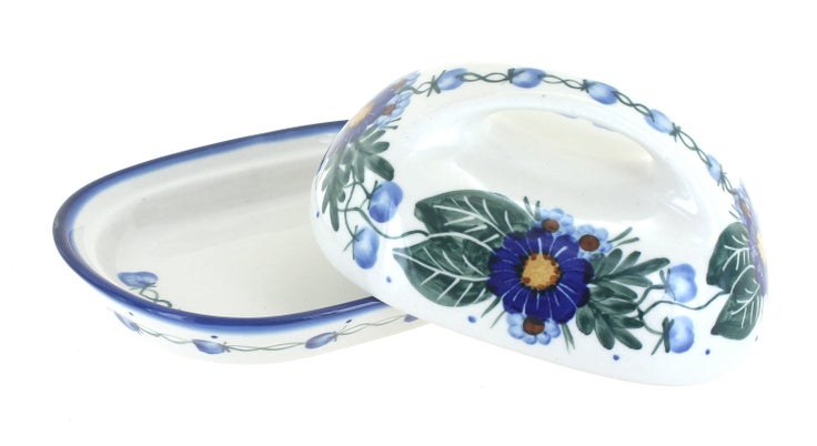 Detail image of WR Unikat Forget Me Not Butter Dish — Polish Pottery
