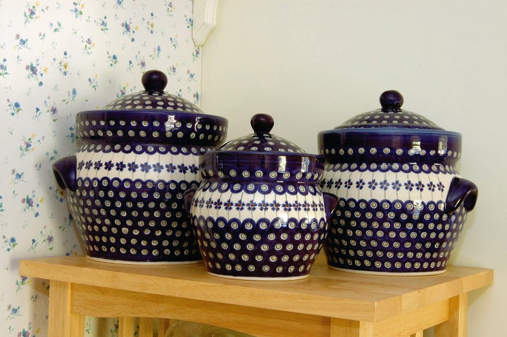 Zaklady Flowering Peacock Counter Storage — Polish Pottery