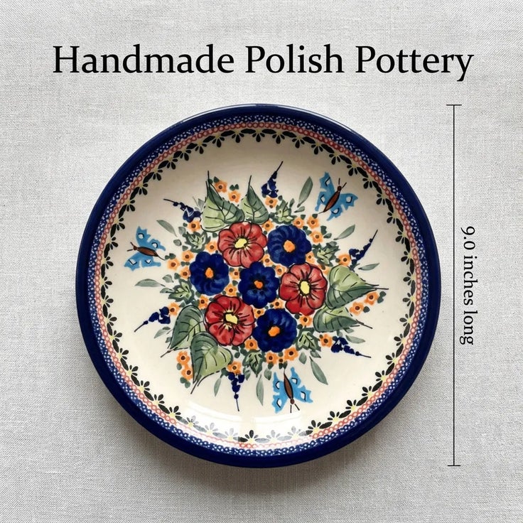 Detail image of Zaklady Floral Butterfly Dining Plates & Bowls — Polish Pottery