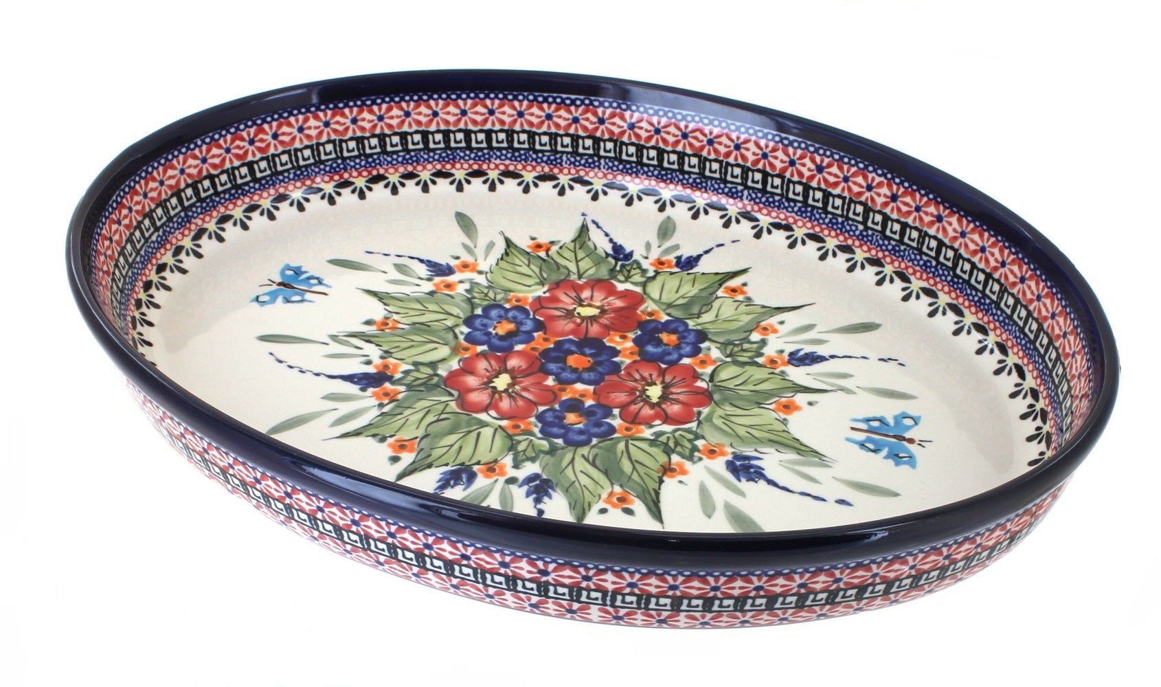 Zaklady Floral Butterfly Large Bakeware — Polish Pottery
