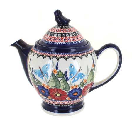 Zaklady Floral Butterfly Teapot — Polish Pottery
