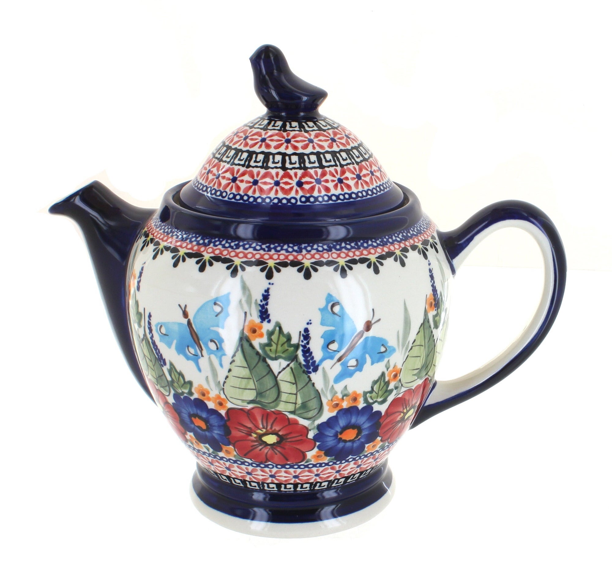 Zaklady Floral Butterfly Teapot — Polish Pottery