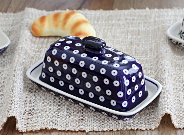 Detail image of Manufaktura Dots Butter Dish — Polish Pottery