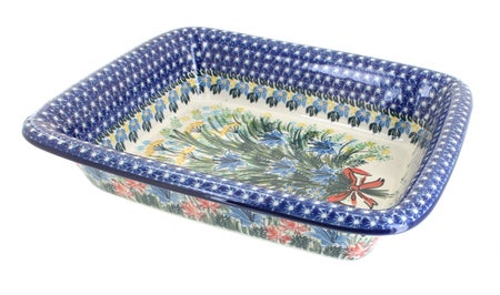 Ceramika Artystyczna Day Lily Bouquet Medium Bakeware — Polish Pottery