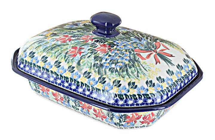 Ceramika Artystyczna Day Lily Bouquet Medium Bakeware — Polish Pottery