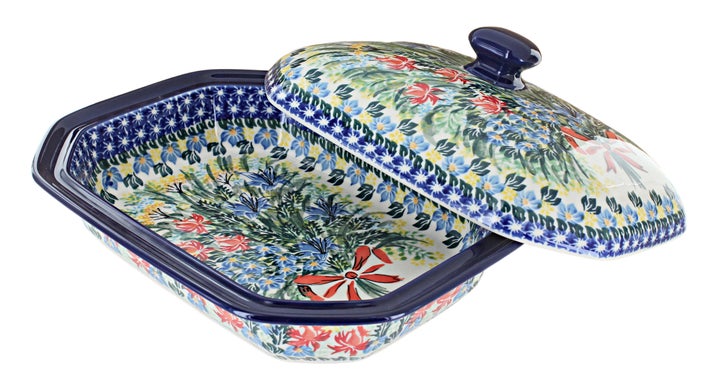 Ceramika Artystyczna Day Lily Bouquet Medium Bakeware — Polish Pottery