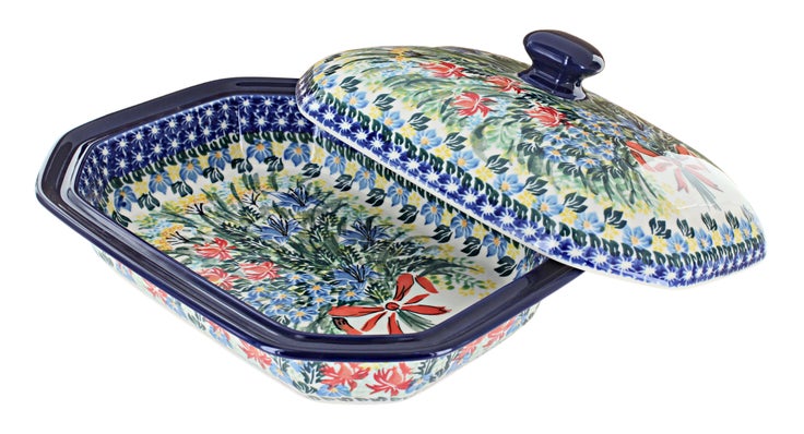 Detail image of Ceramika Artystyczna Day Lily Bouquet Medium Bakeware — Polish Pottery
