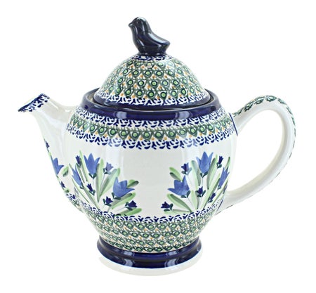 Zaklady Blue Tulip Teapot — Polish Pottery