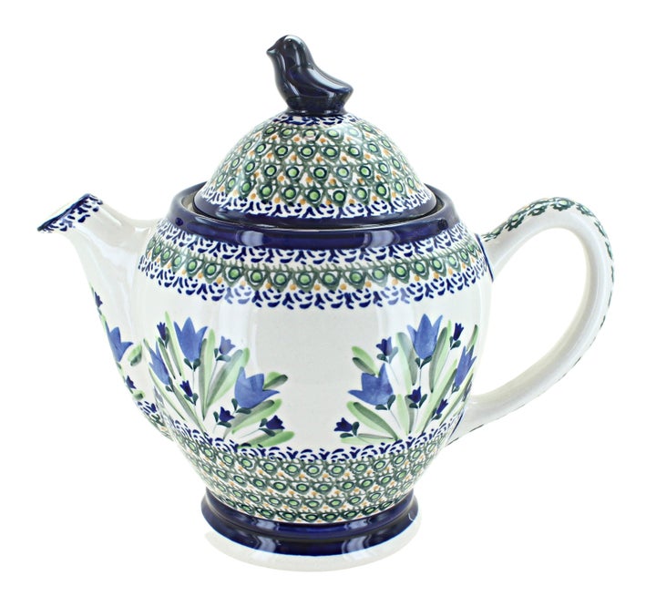 Zaklady Blue Tulip Teapot — Polish Pottery