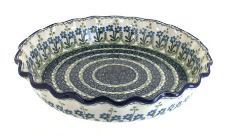 Ceramika Artystyczna Blue Posy Pie Plate — Polish Pottery