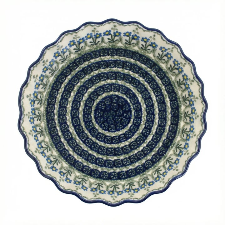 Ceramika Artystyczna Blue Posy Pie Plate — Polish Pottery