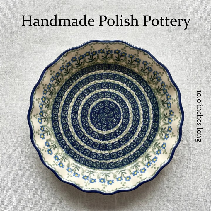 Ceramika Artystyczna Blue Posy Pie Plate — Polish Pottery