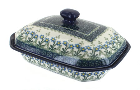 Ceramika Artystyczna Blue Posy Medium Bakeware — Polish Pottery