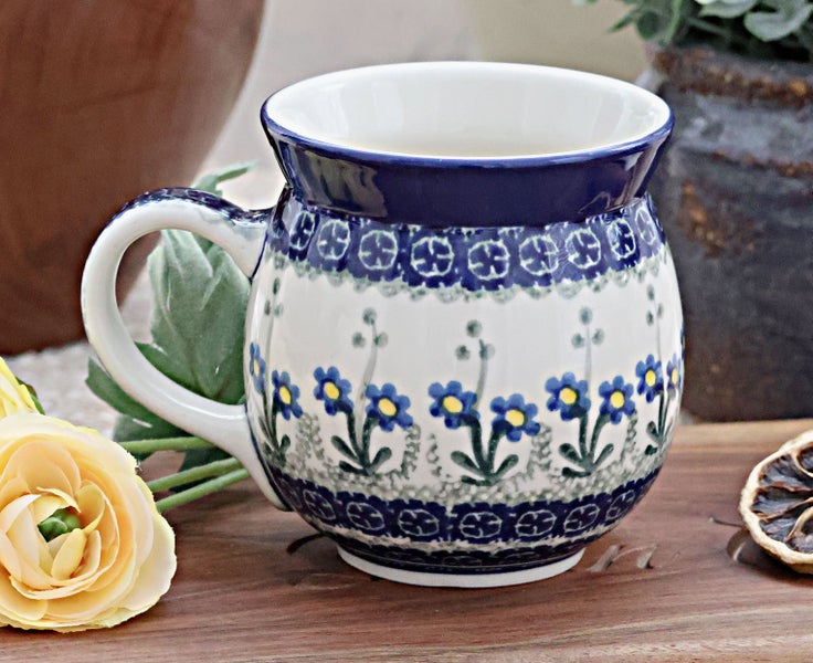 Detail image of Ceramika Artystyczna Blue Posy Mug — Polish Pottery