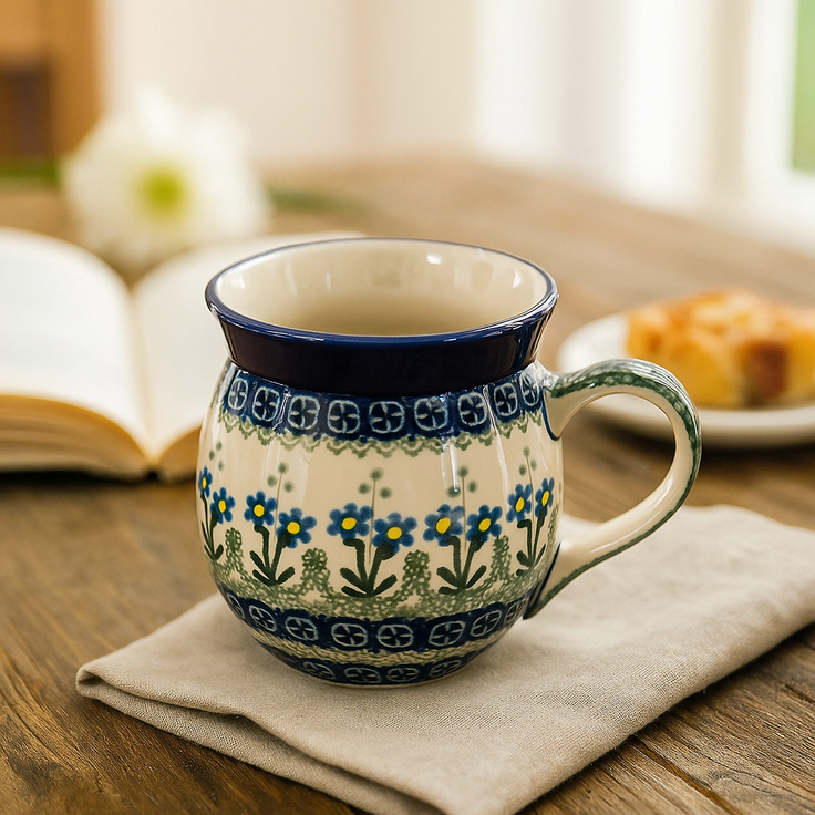 Detail image of Ceramika Artystyczna Blue Posy Mug — Polish Pottery