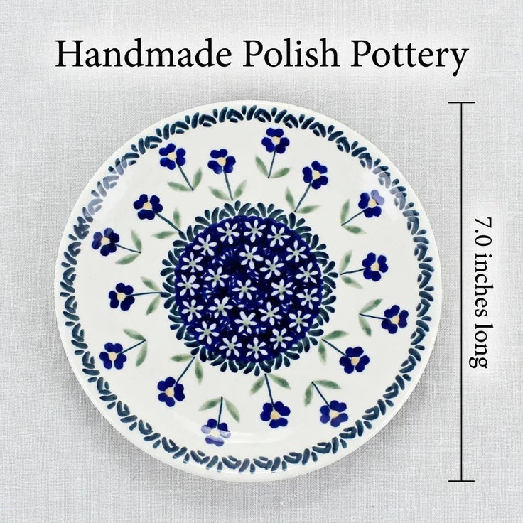 Detail image of Manufaktura Blue Daisy Dining Plates & Bowls — Polish Pottery