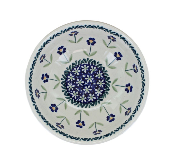 Detail image of Manufaktura Blue Daisy Dining Plates & Bowls — Polish Pottery