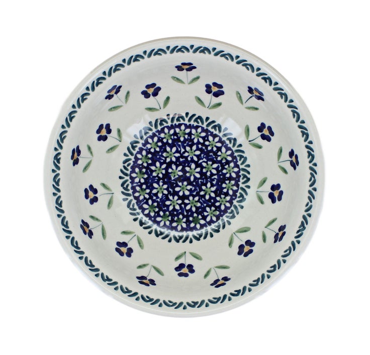 Detail image of Manufaktura Blue Daisy Dining Plates & Bowls — Polish Pottery